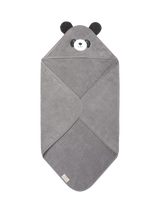 John Lewis MORI Baby Cotton Panda Hooded Baby Towel, Grey- Buy online at McGrocer