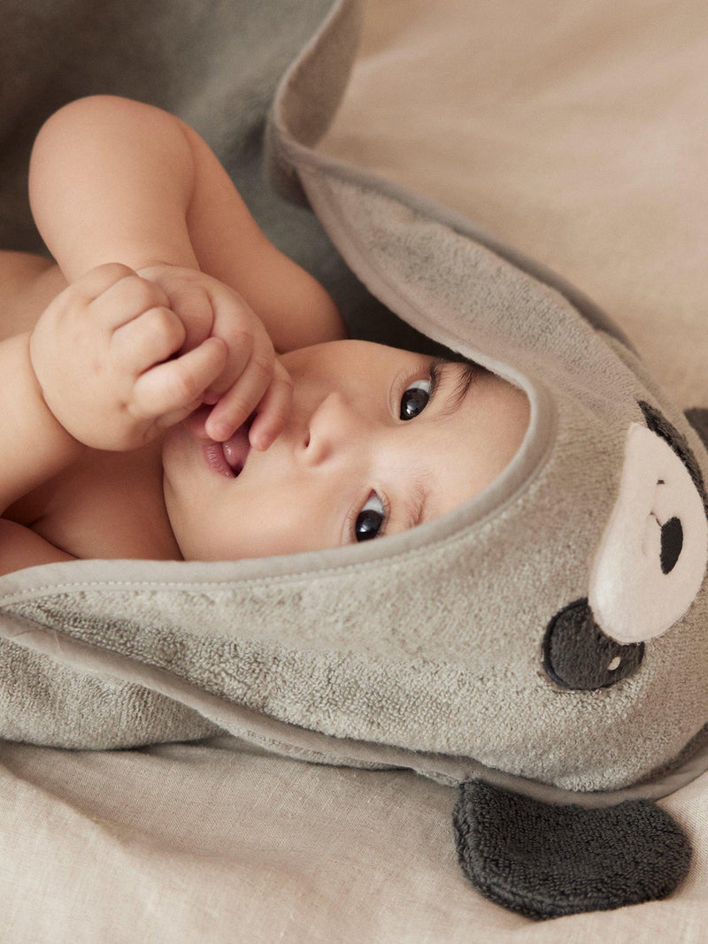 MORI Panda Hooded Baby Towel Cotton Grey (British brand)