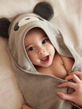 MORI Panda Hooded Baby Towel Cotton Grey (British brand)
