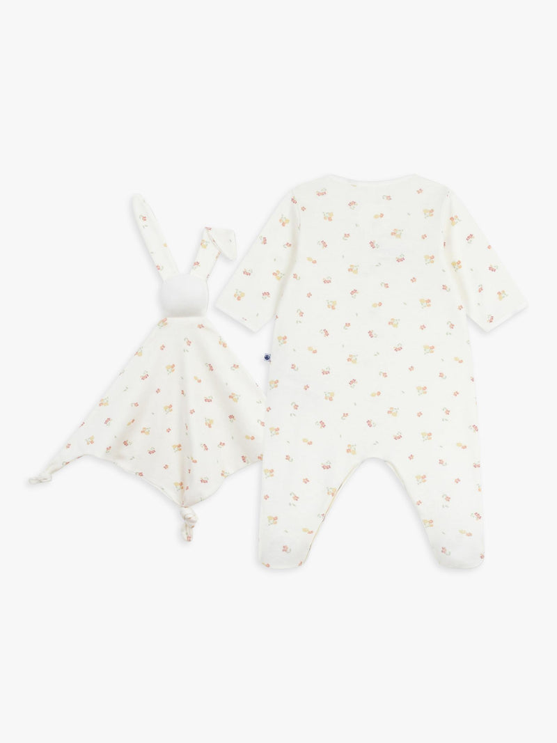 Petit Bateau babygrow gift set with floral pattern, imported from the UK