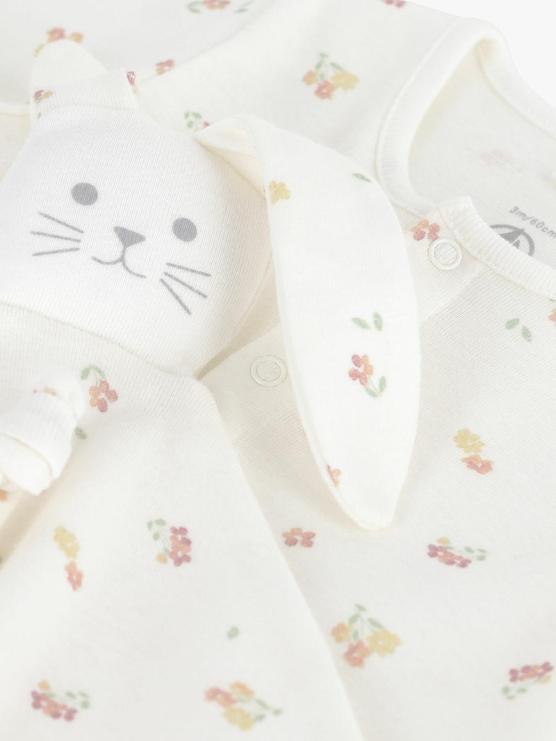 Petit Bateau babygrow gift set with floral pattern, imported from the UK