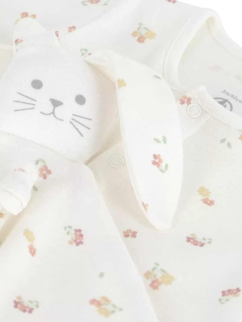 Petit Bateau babygrow gift set with floral pattern, imported from the UK