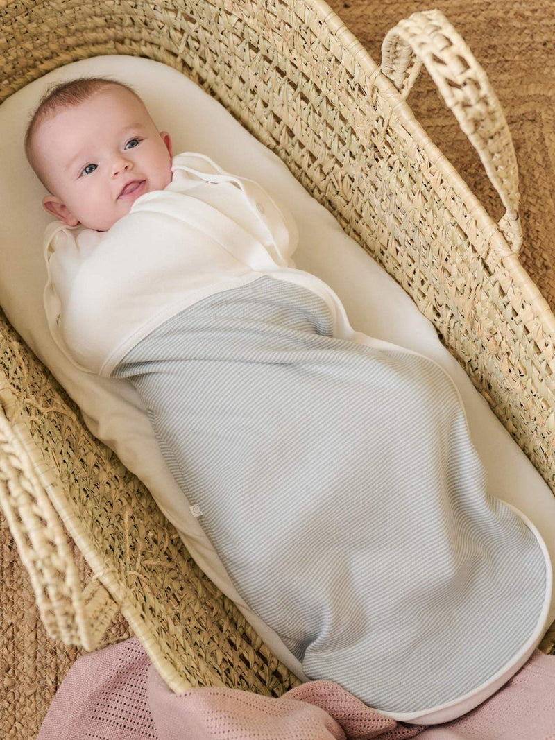 MORI baby swaddle bag blue organic cotton bamboo, imported from the UK