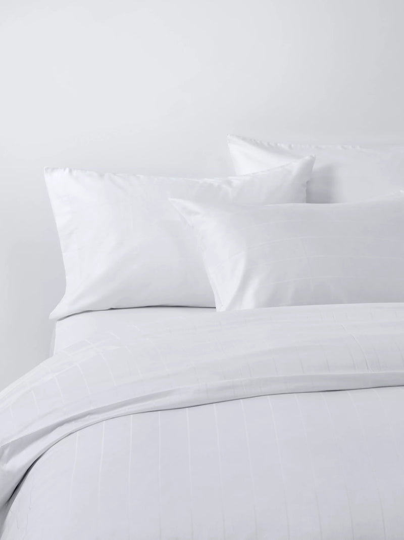 John Lewis white satin stripe duvet cover set single British brand