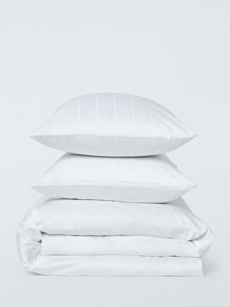 John Lewis white satin stripe duvet cover set single British brand