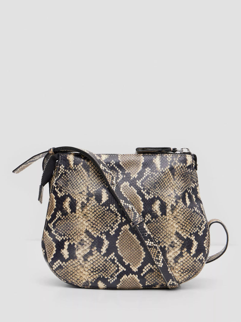 HUSH Snake Crescent leather bag multi animal print (British brand)