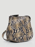 HUSH Snake Crescent leather bag multi animal print (British brand)