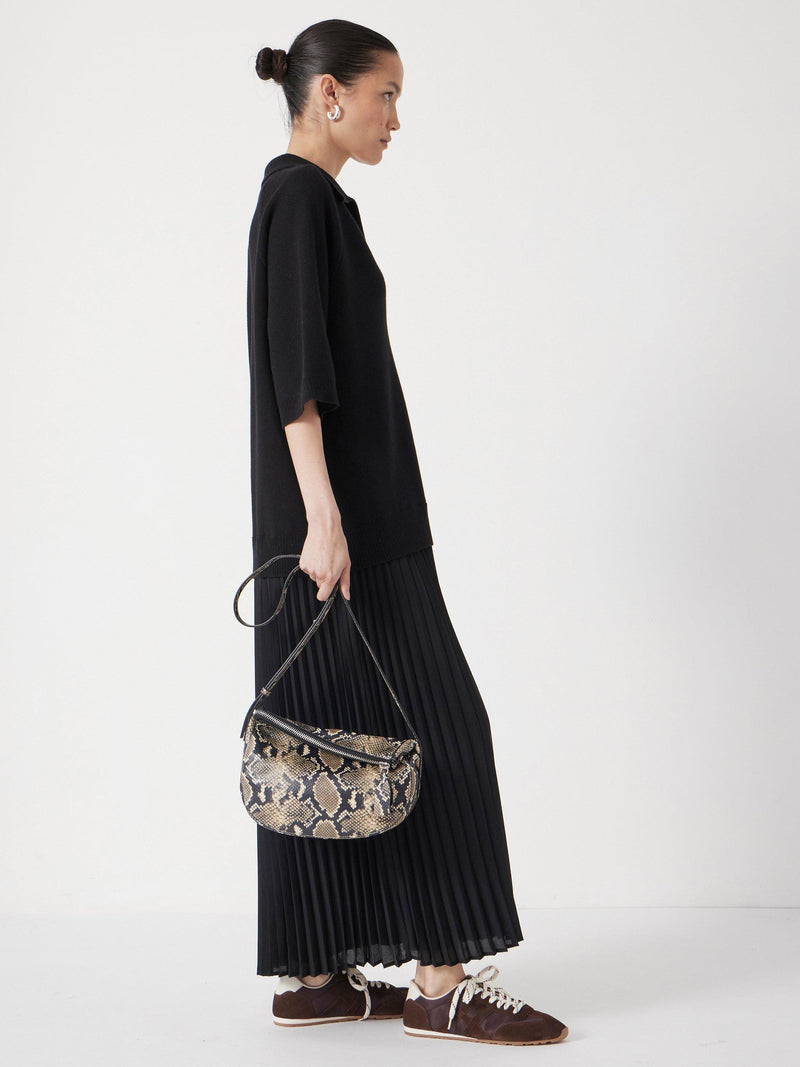HUSH Snake Crescent leather bag multi animal print (British brand)