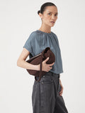 HUSH crescent suede bag dark brown - British product