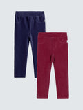 Jojo Maman Bebe Kids Corduroy Jeggings Pack Of 2 Berry
