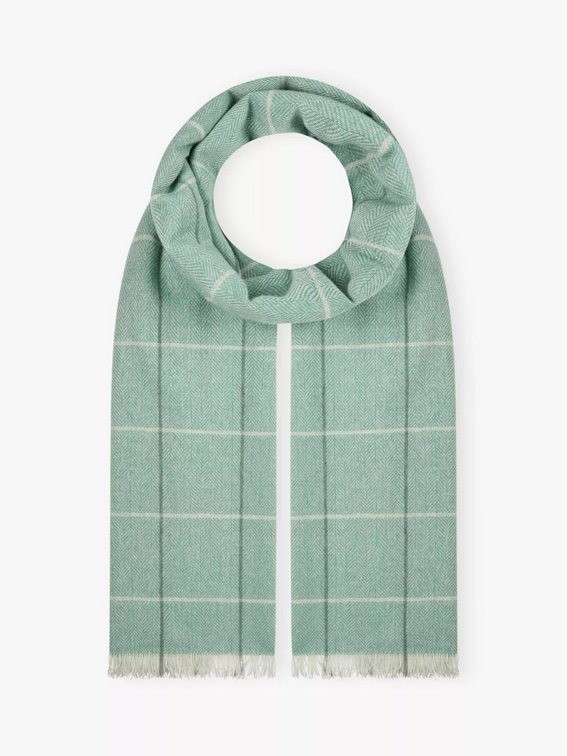 Brora check chartouche cashmere scarf 180x60cm, imported from the UK