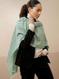Brora check chartouche cashmere scarf 180x60cm, imported from the UK