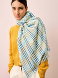 Brora check cashmere scarf seaspray catkind 180x60cm (British brand)