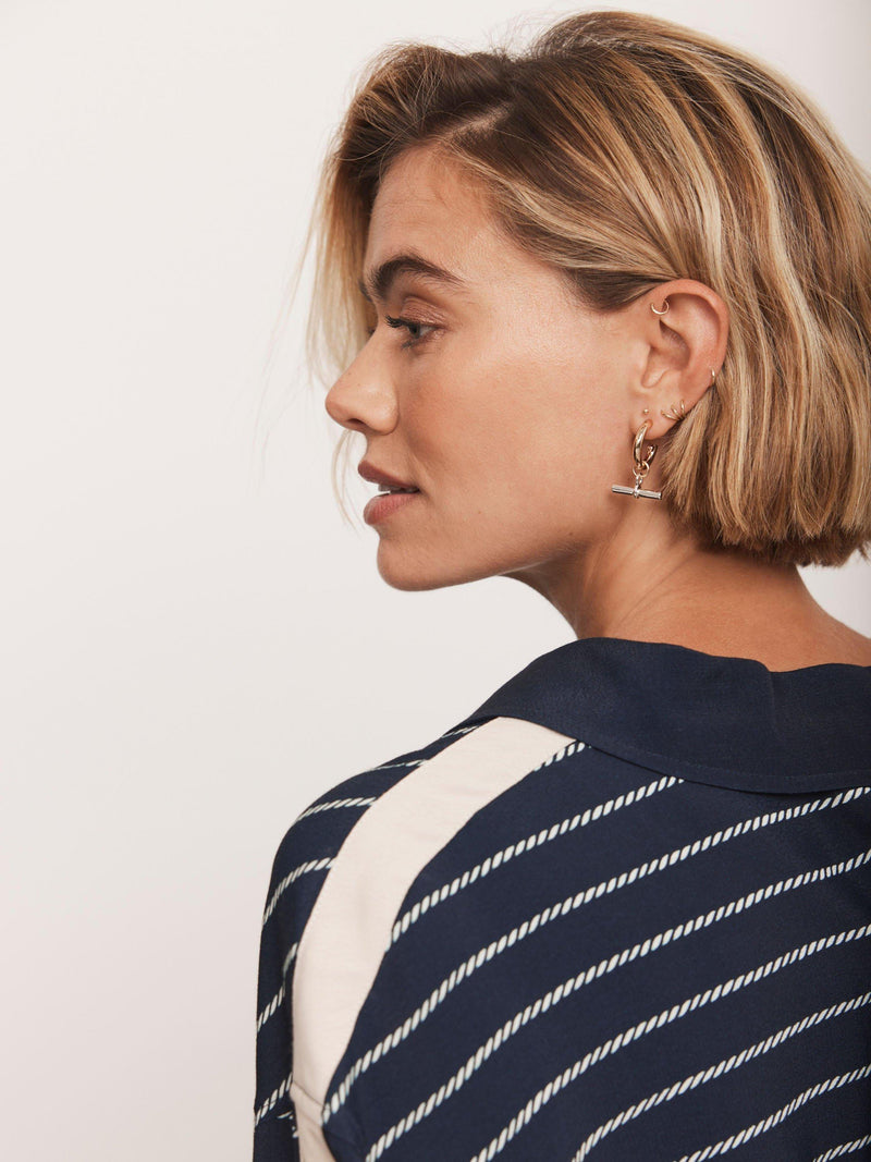Mint Velvet gold drop hoop earrings, imported from the UK