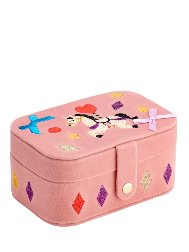 Stych kids' velour unicorn jewellery box pink, UK version