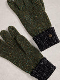 White Stuff lambswool blend gloves Green/Multi polka dot pattern, imported from the UK