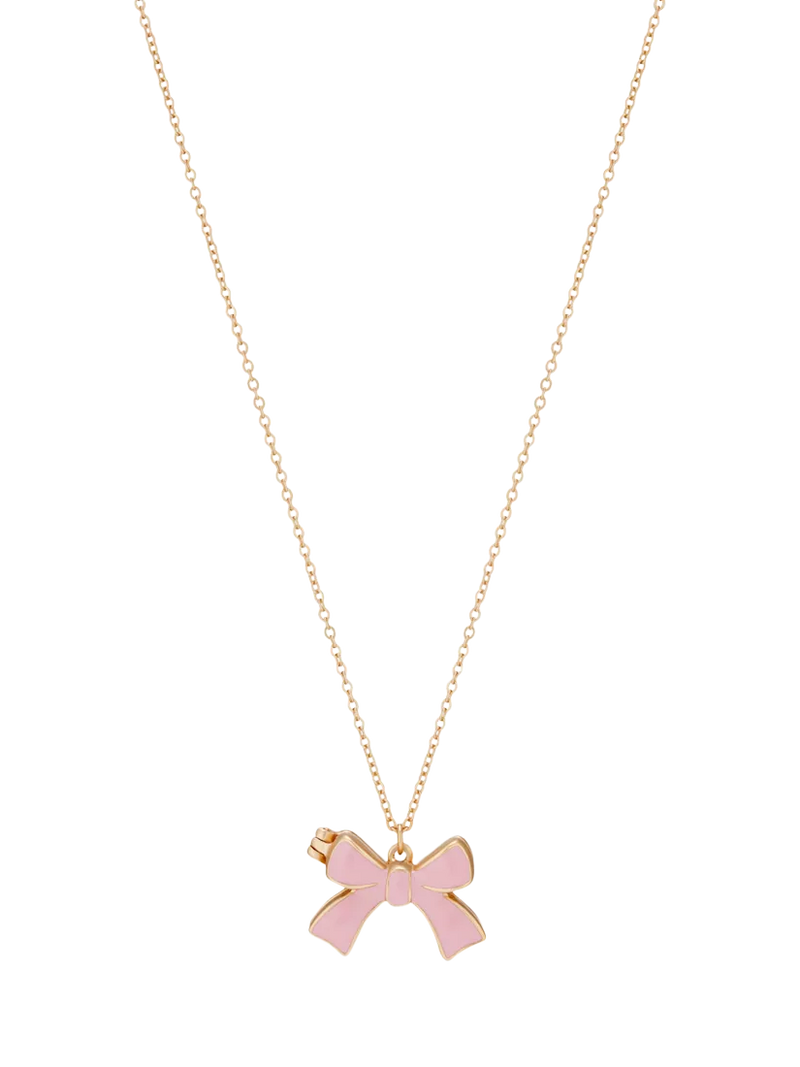 Stych kids bow locket pendant necklace pink gold 21cm - British product