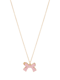 Stych kids bow locket pendant necklace pink gold 21cm - British product