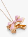 Stych kids bow locket pendant necklace pink gold 21cm - British product