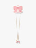 Stych kids bow locket pendant necklace pink gold 21cm - British product