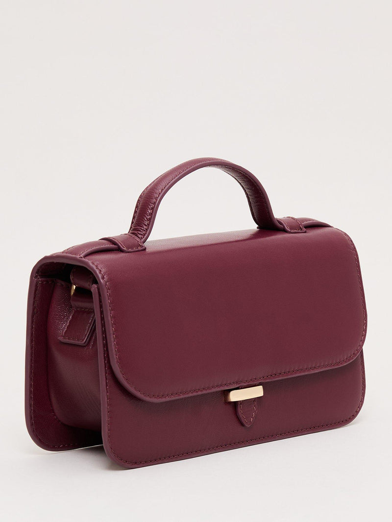 Phase Eight mini crossbody leather bag in dark red (British brand)