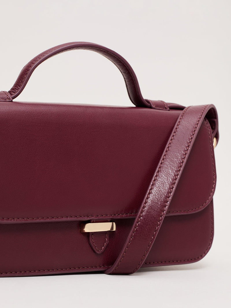 Phase Eight mini crossbody leather bag in dark red (British brand)