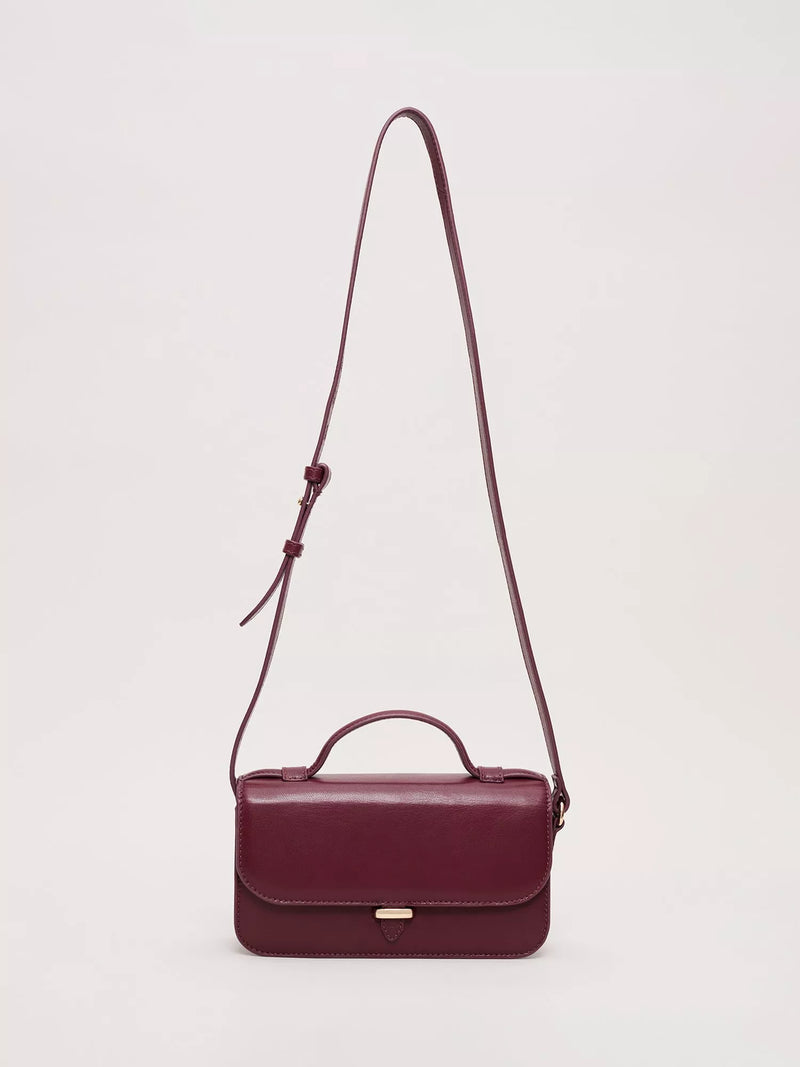 Phase Eight mini crossbody leather bag in dark red (British brand)
