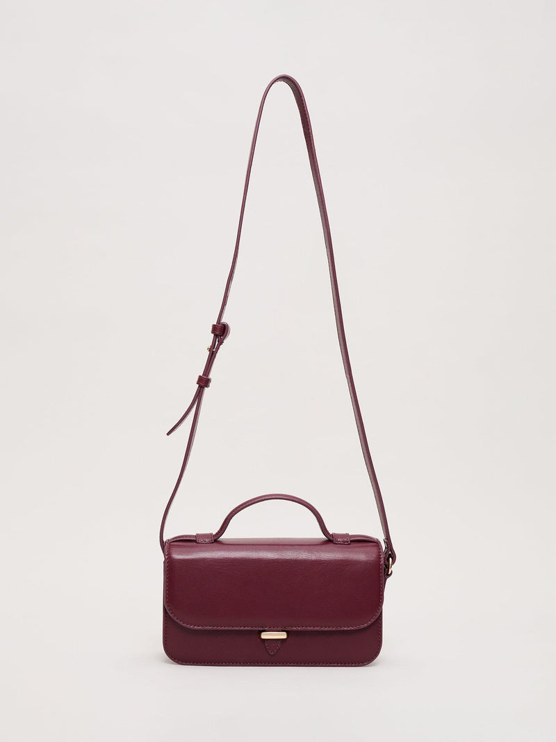 Phase Eight mini crossbody leather bag in dark red (British brand)