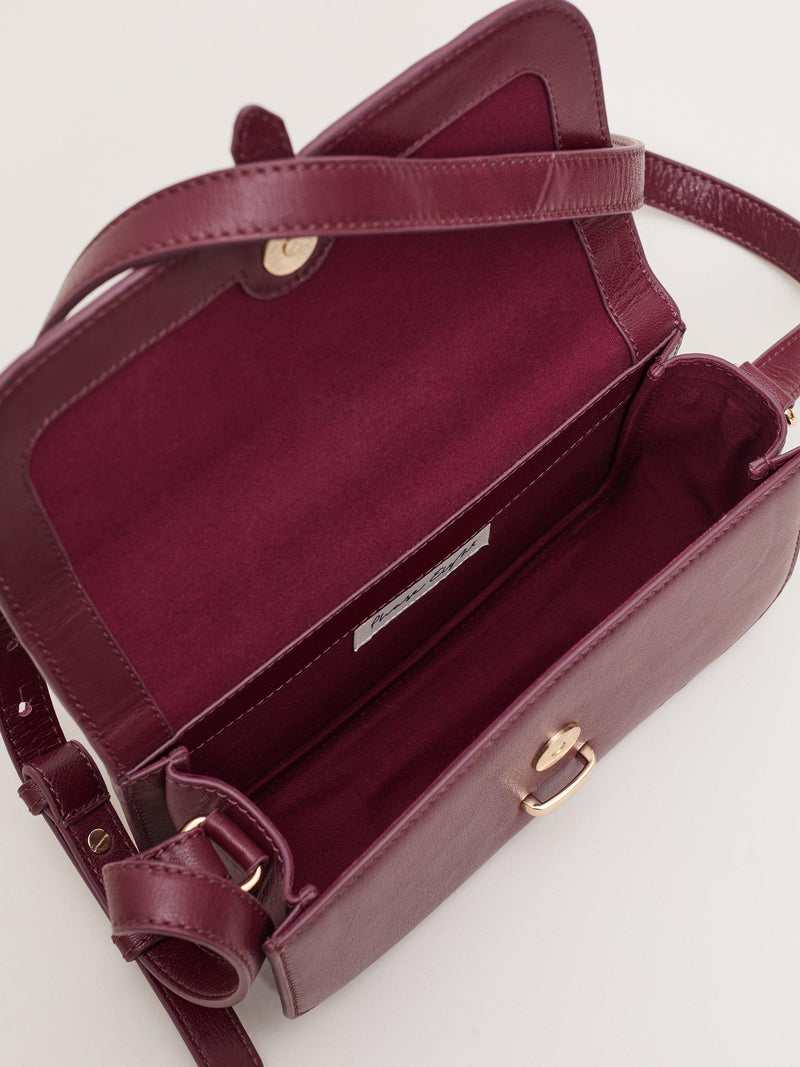 Phase Eight mini crossbody leather bag in dark red (British brand)