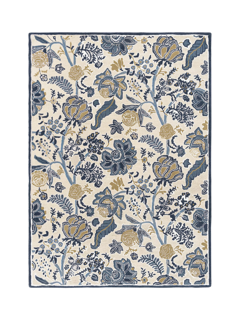 Sanderson Shalimar floral blue wool rich rug 200x140cm - British product