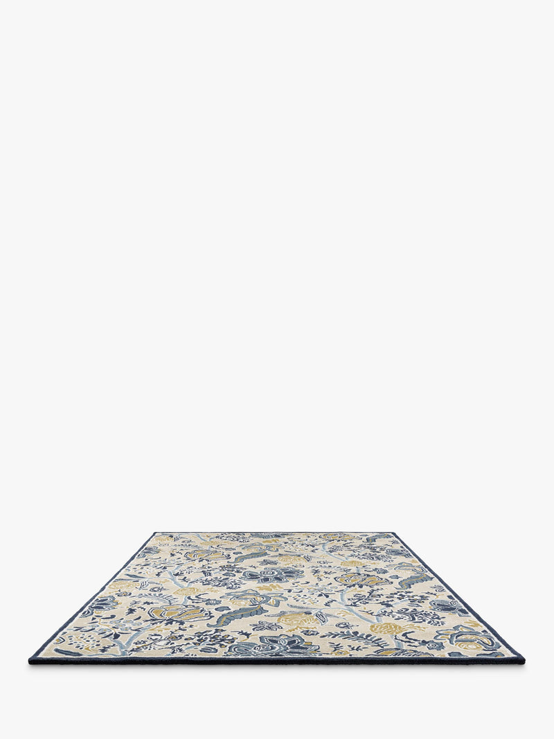 Sanderson Shalimar floral blue wool rich rug 200x140cm - British product