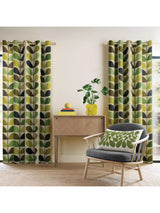 John Lewis Orla Kiely Multi Stem Pair Lined Eyelet Curtains, Fern-ochre- Buy online at McGrocer
