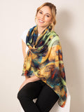 Alie Street Mariselle wool silk scarf Azure Muse - British product