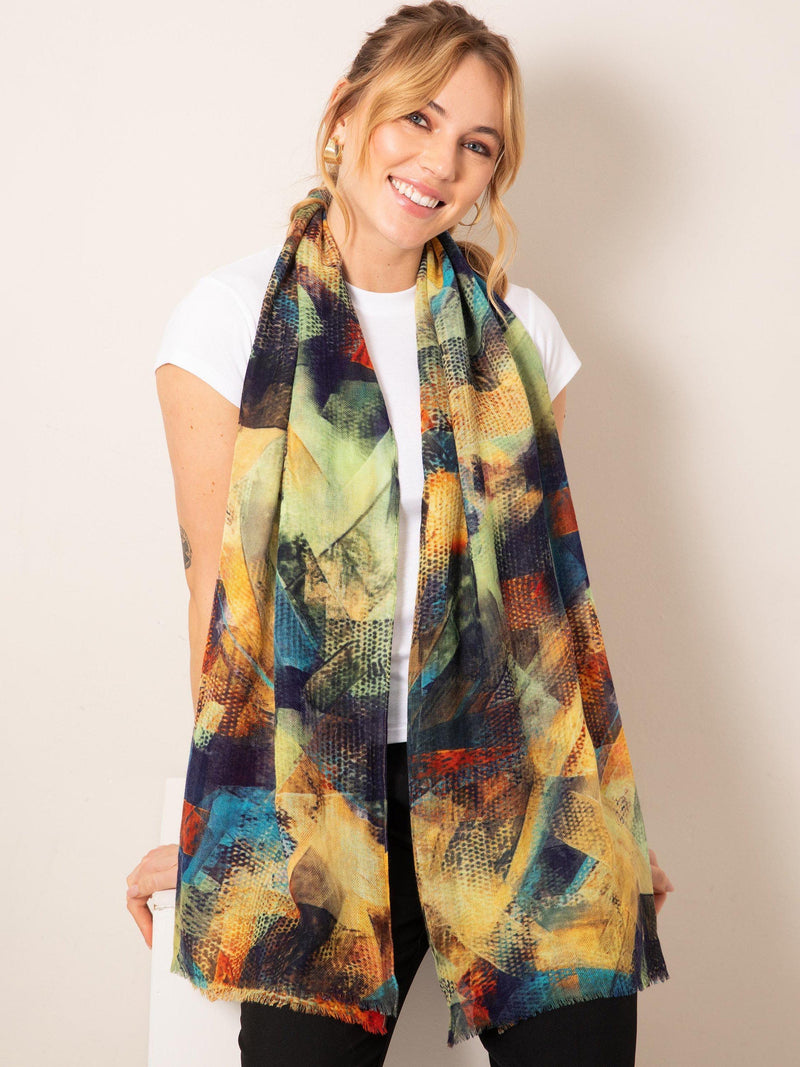 Alie Street Mariselle wool silk scarf Azure Muse - British product