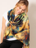 Alie Street Mariselle wool silk scarf Azure Muse - British product