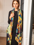 Alie Street Mariselle wool silk scarf Azure Muse - British product