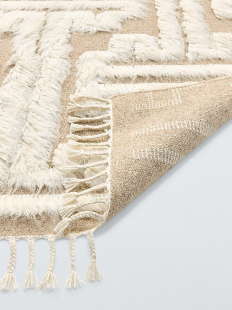 John Lewis Jazz hand knotted pure wool shaggy rug white grey 120x180cm (British brand)