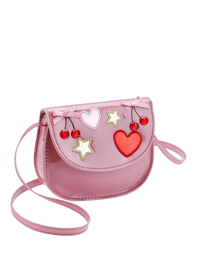Stych kids cherry gem patent crossbody bag pink, UK version