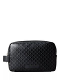 Calvin Klein monogram logo zip wash bag in black, UK version