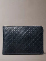 John Lewis Calvin Klein Leather Embossed Monogram Logo Zip Pouch, Black- Buy online at McGrocer