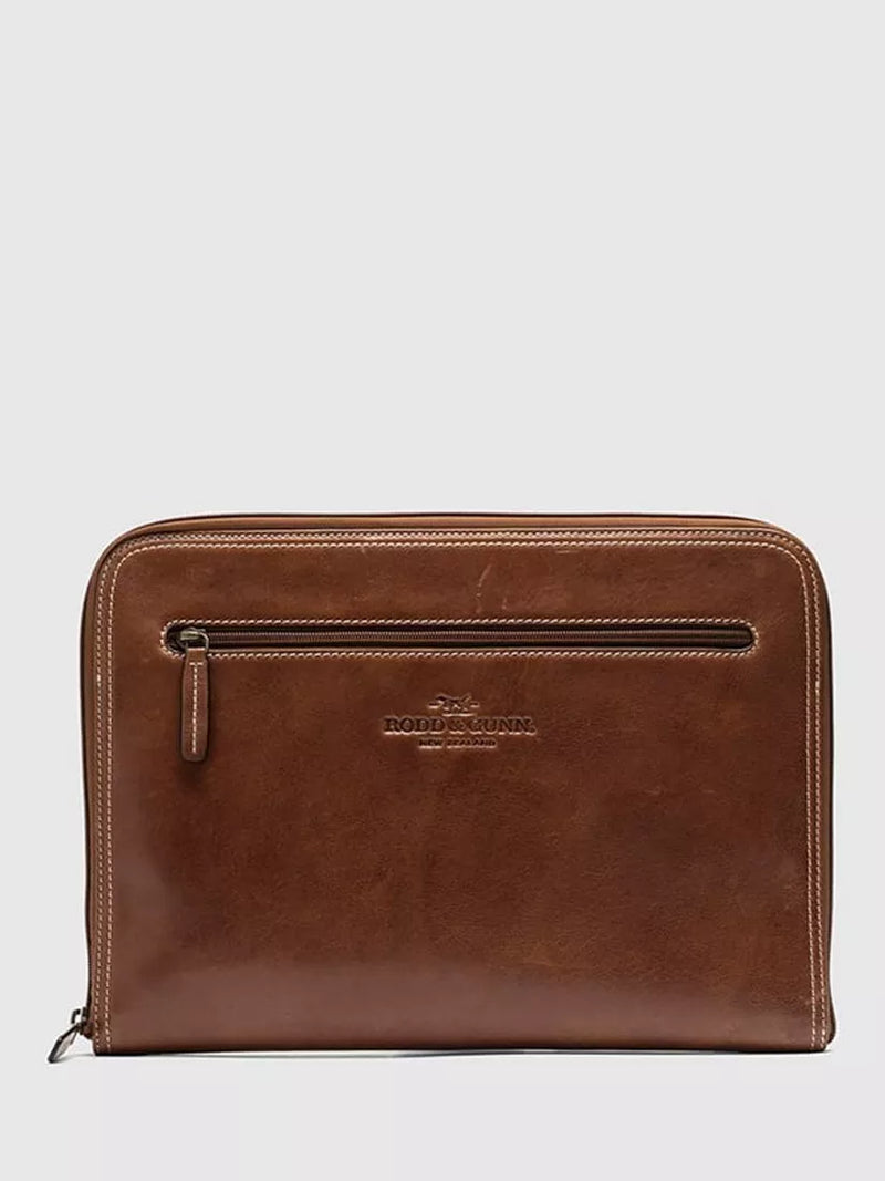 Rodd & Gunn cognac leather file with zip pocket - British product
