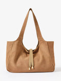 Mint Velvet slouchy suede shoulder bag in natural, imported from the UK