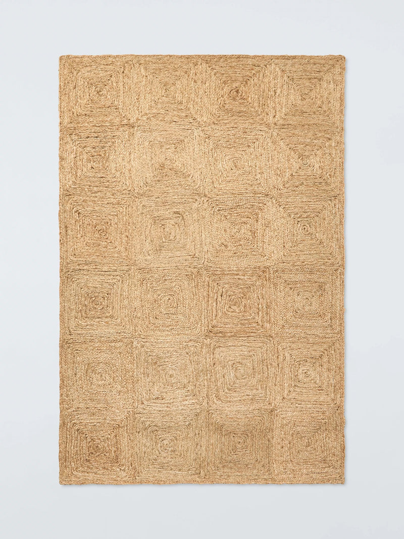 John Lewis jute hand-woven rug diamond texture 180x120cm, imported from the UK