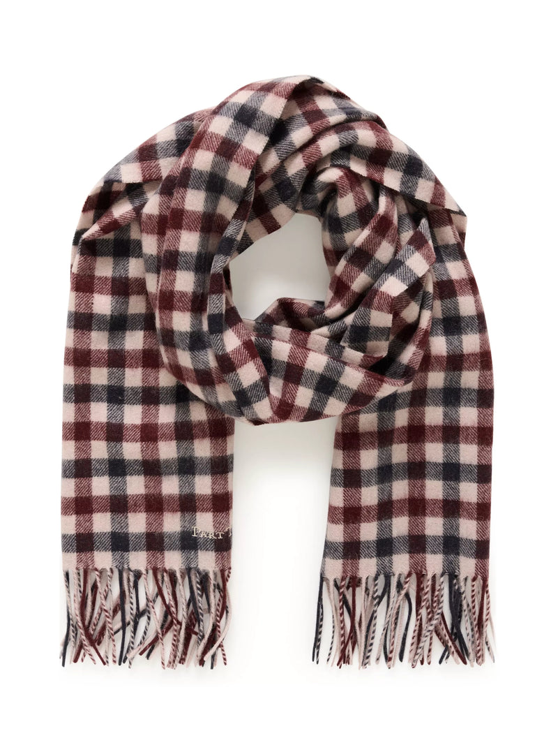 Part Two check wool scarf red multi, imported from the UK