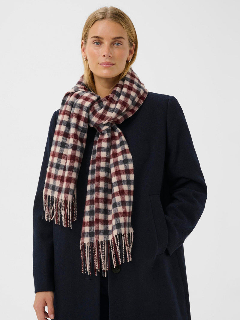 Part Two check wool scarf red multi, imported from the UK