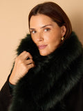 Live Unlimited faux fur scarf in dark green (British brand)