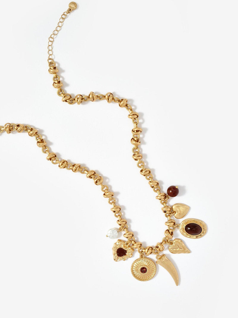 Mint Velvet statement charm necklace gold tone (British brand)