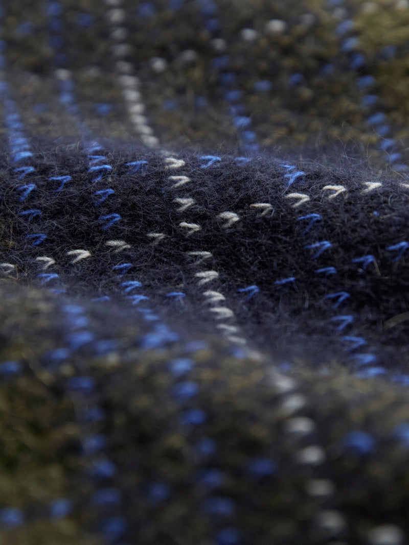 Celtic & Co. heritage check scarf in moss/multi, imported from the UK