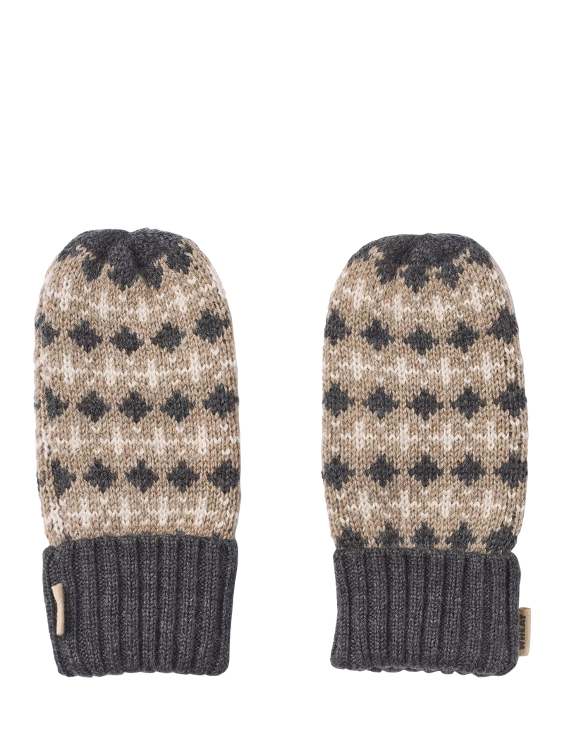 WHEAT kids' merino wool jacquard mittens charcoal, UK version