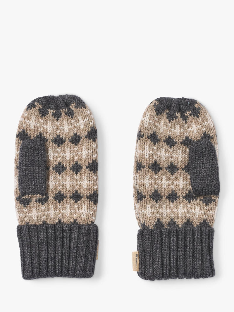WHEAT kids' merino wool jacquard mittens charcoal, UK version